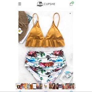 Cupshe Rambling Rose Falbala swim suit! Sz M